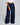 Pantalón amplio de cintura alta con pliegue lateral para mujer